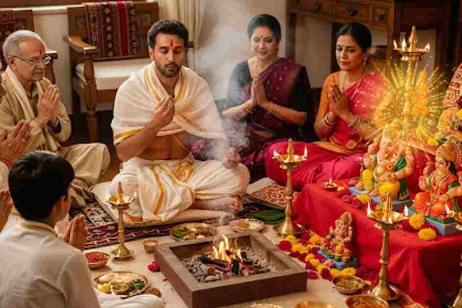 Rajesh Kumar Pandey North Indian Hindi pandit performing puja in Bangalore